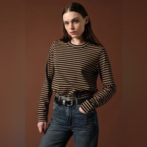 Amo Love Long Sleeve in SAND/BLACK STRIPE NWT